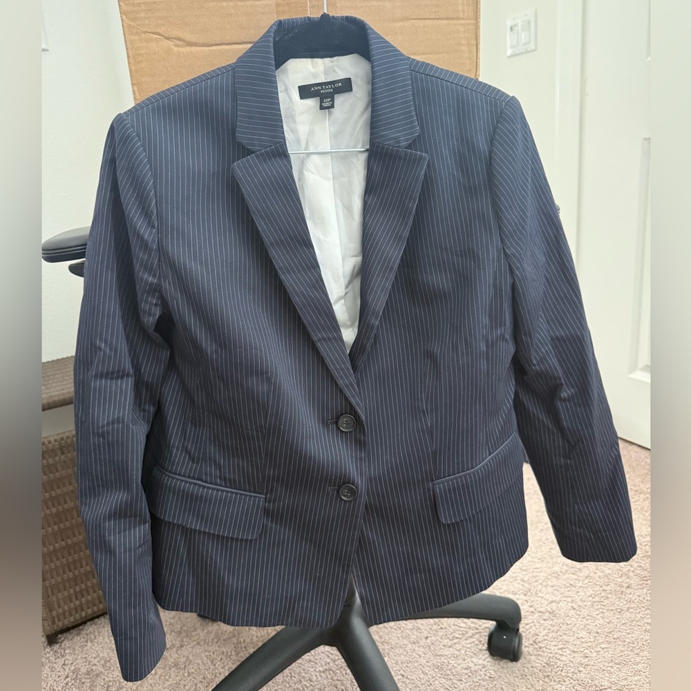 Ann Taylor Navy Pinstripe Blazer